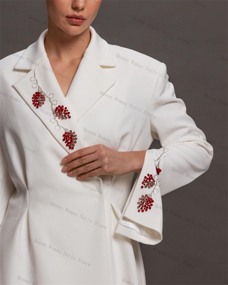 Women'S Formal Wear Wedding Guest - Luxury White Women Suit Skirt Set