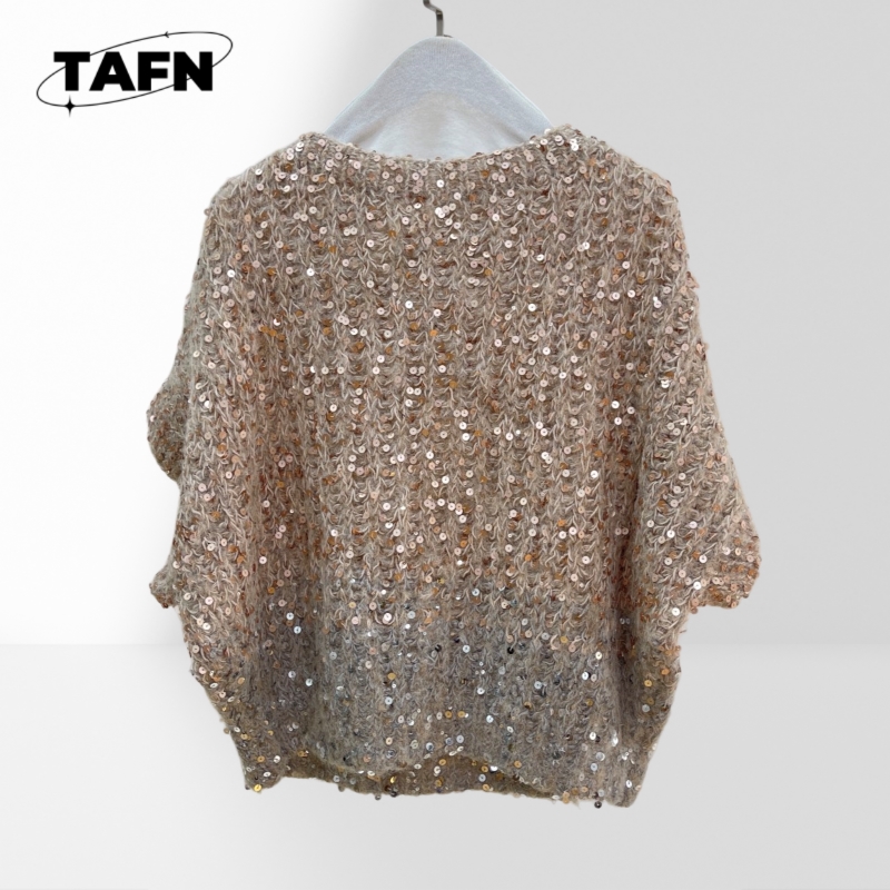 Cashmere Sweater Formal - Flash T-shirt Trendy Sequins Comfortable and