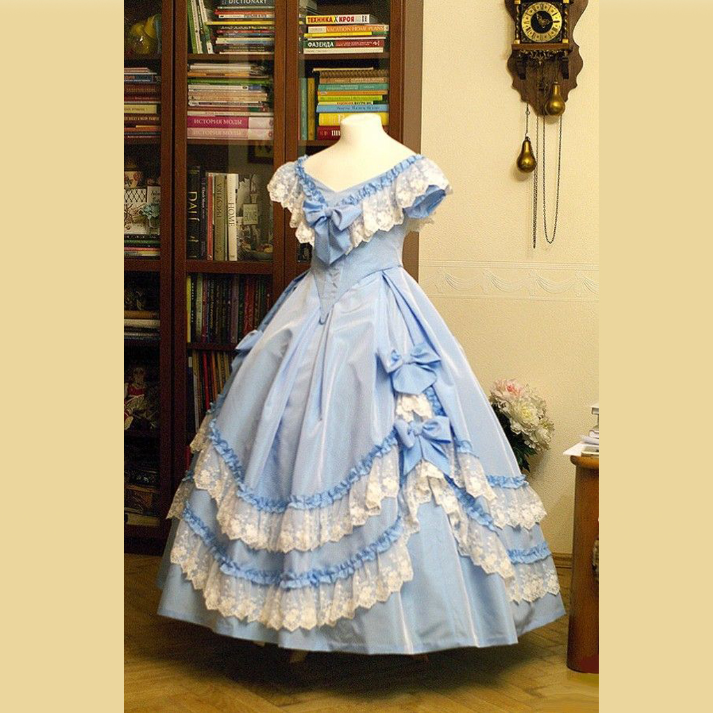 Victorian Women'S Formal Wear - Historical Victorian Blue dress Gown Civil