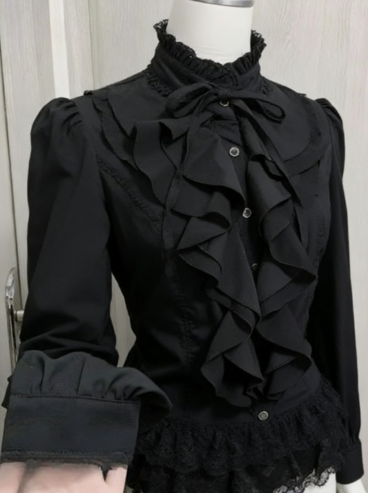 Women Formal Blouses For Evening Wear - 2026 Kawaii Lolita Blouse Button Ruffle