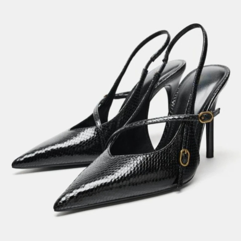 Sexy Pointed Toe Textured Leat - Slingback Heel Formal のレビューと価格