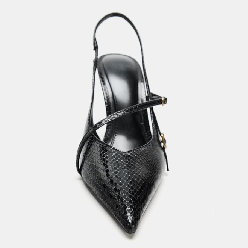 Sexy Pointed Toe Textured Leat - Slingback Heel Formal のレビューと価格