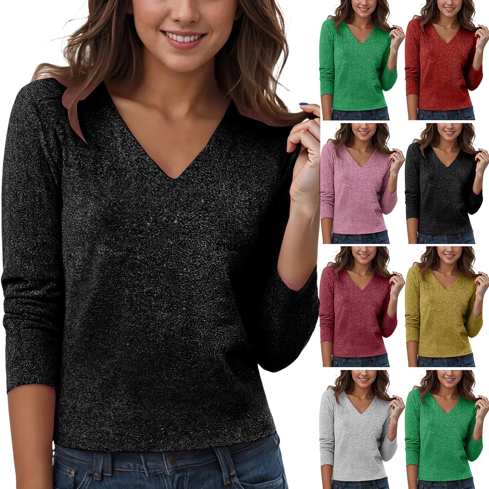 Cosplay Sequin V Neck Long Sle - Women Formal Blouses For Evening Wear のレビューと価格