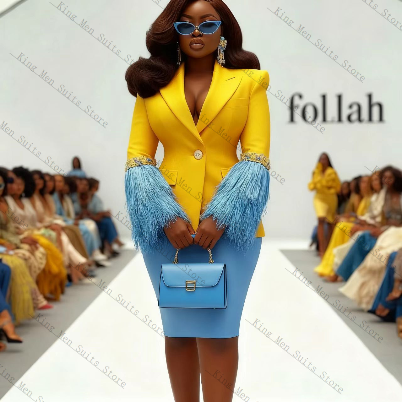 Luxury Feather Women Suit Set  - Women'S Formal Wear Wedding Guest のレビューと価格