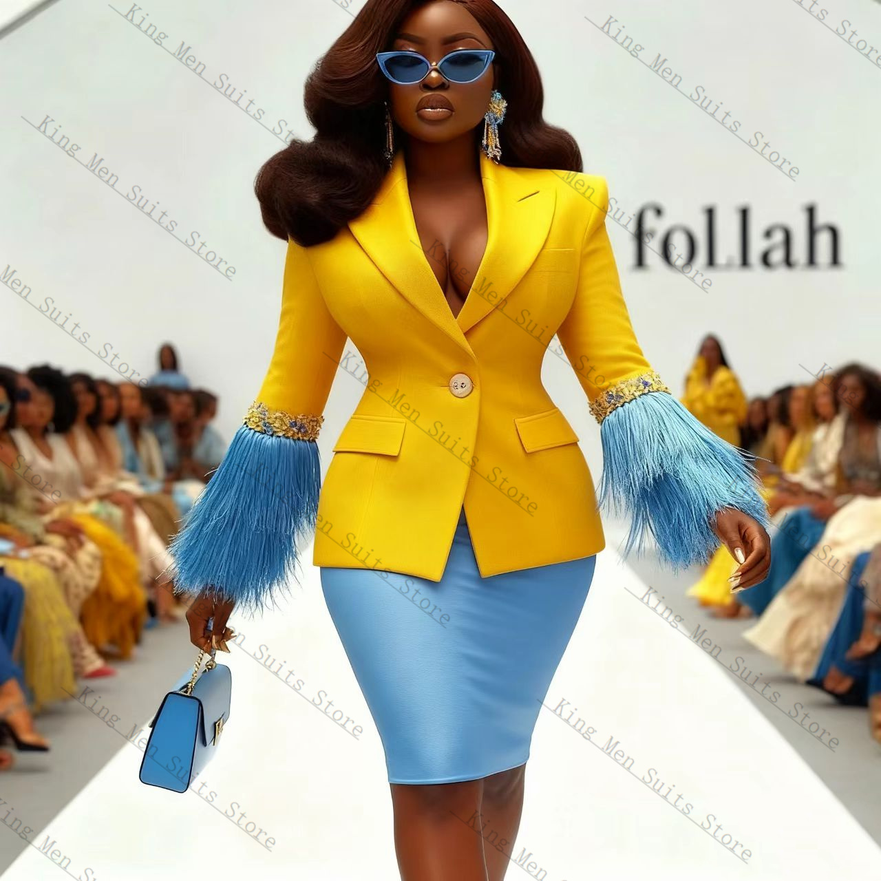 Luxury Feather Women Suit Set  - Women'S Formal Wear Wedding Guest のレビューと価格