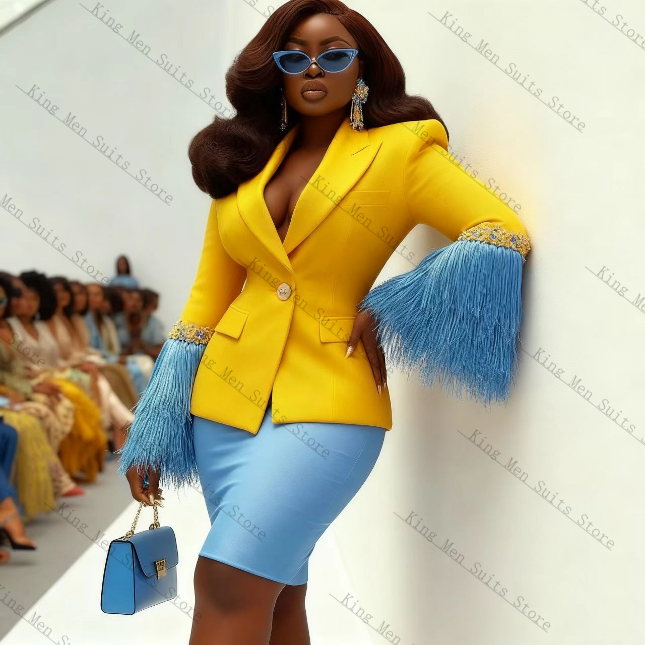 Luxury Feather Women Suit Set  - Women'S Formal Wear Wedding Guest のレビューと価格