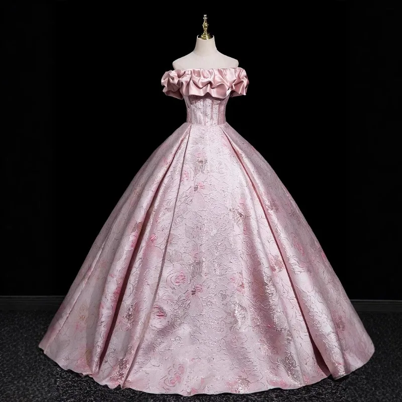 Elegant Pink Off-the-Shoulder  - Victorian Women'S Formal Wear のレビューと価格