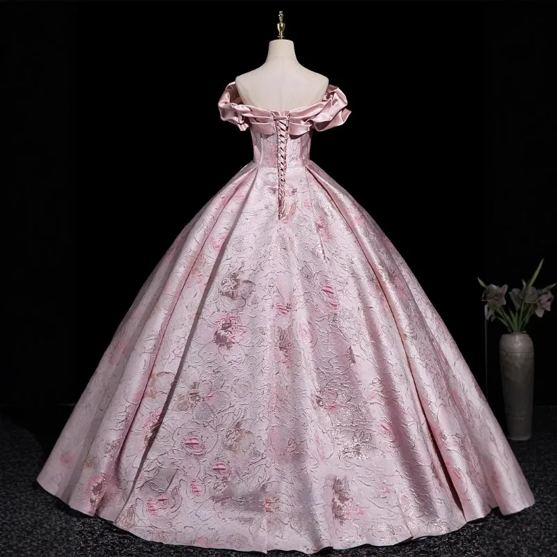 Elegant Pink Off-the-Shoulder  - Victorian Women'S Formal Wear のレビューと価格