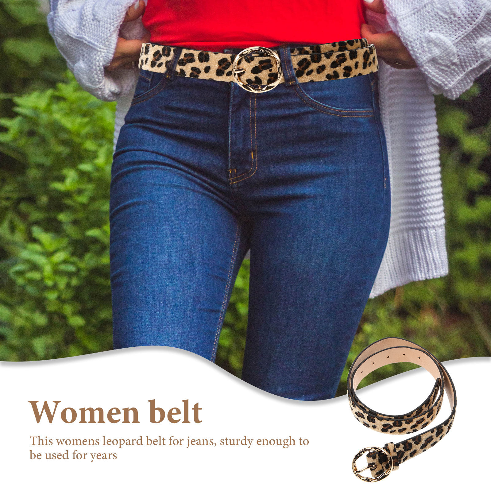 Leopard PU Belt Women Stylish  - Women Formal Wear With Jeans のレビューと価格