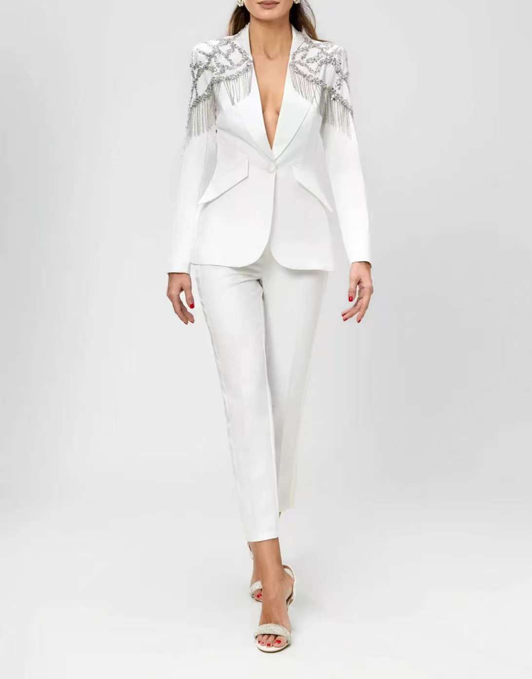 Crystals Beading Women Suit Se - Women'S Formal Wear Wedding Guest のレビューと価格