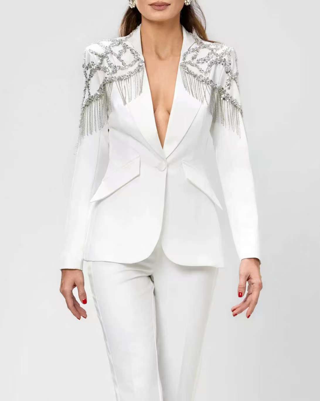 Crystals Beading Women Suit Se - Women'S Formal Wear Wedding Guest のレビューと価格