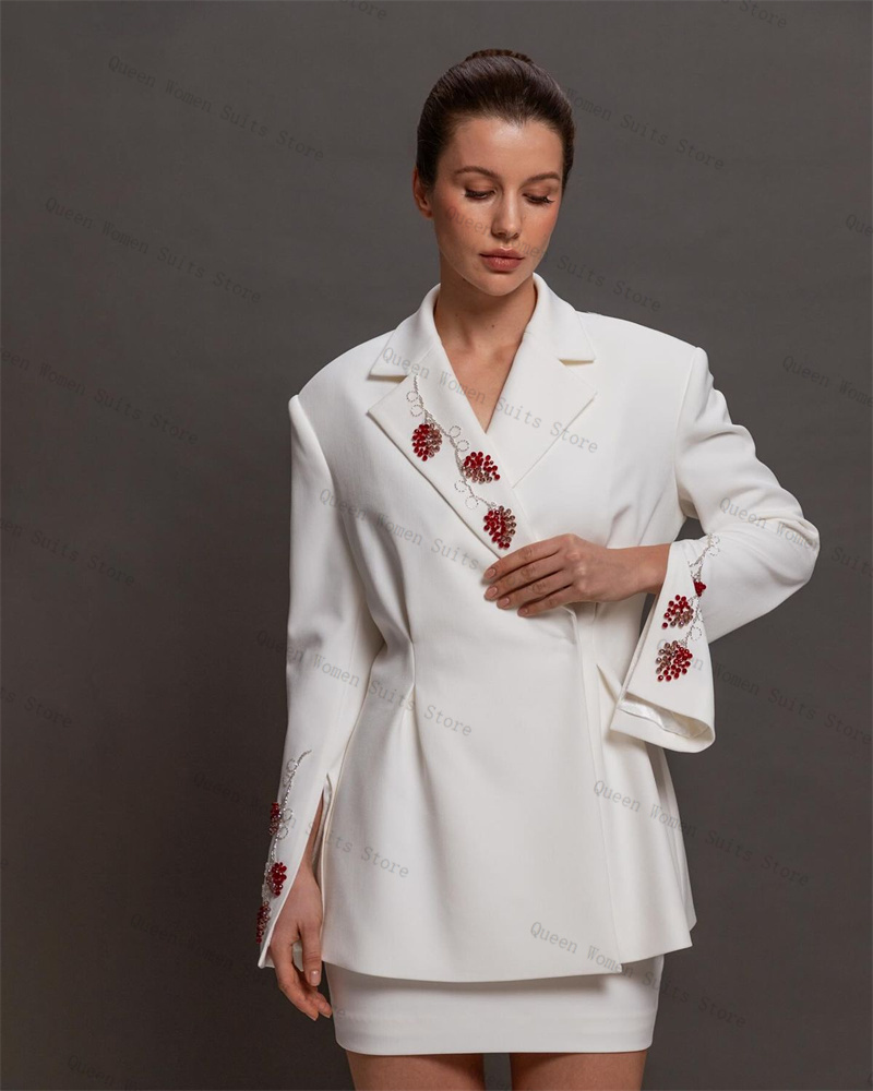 Luxury White Women Suit Skirt  - Women'S Formal Wear Wedding Guest のレビューと価格