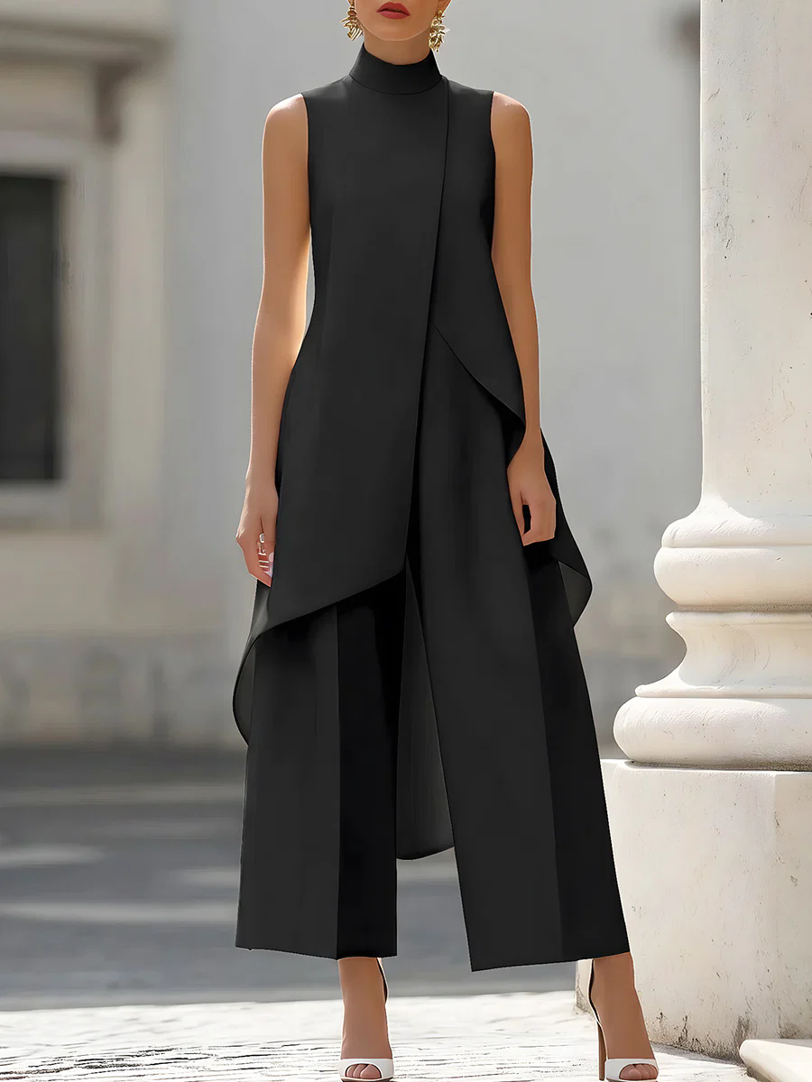 Sleeveless High Neck Asymmetri - Women'S Office Formal Wear For Ladies のレビューと価格