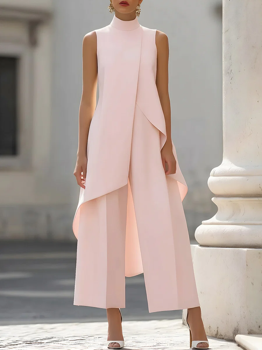 Sleeveless High Neck Asymmetri - Women'S Office Formal Wear For Ladies のレビューと価格
