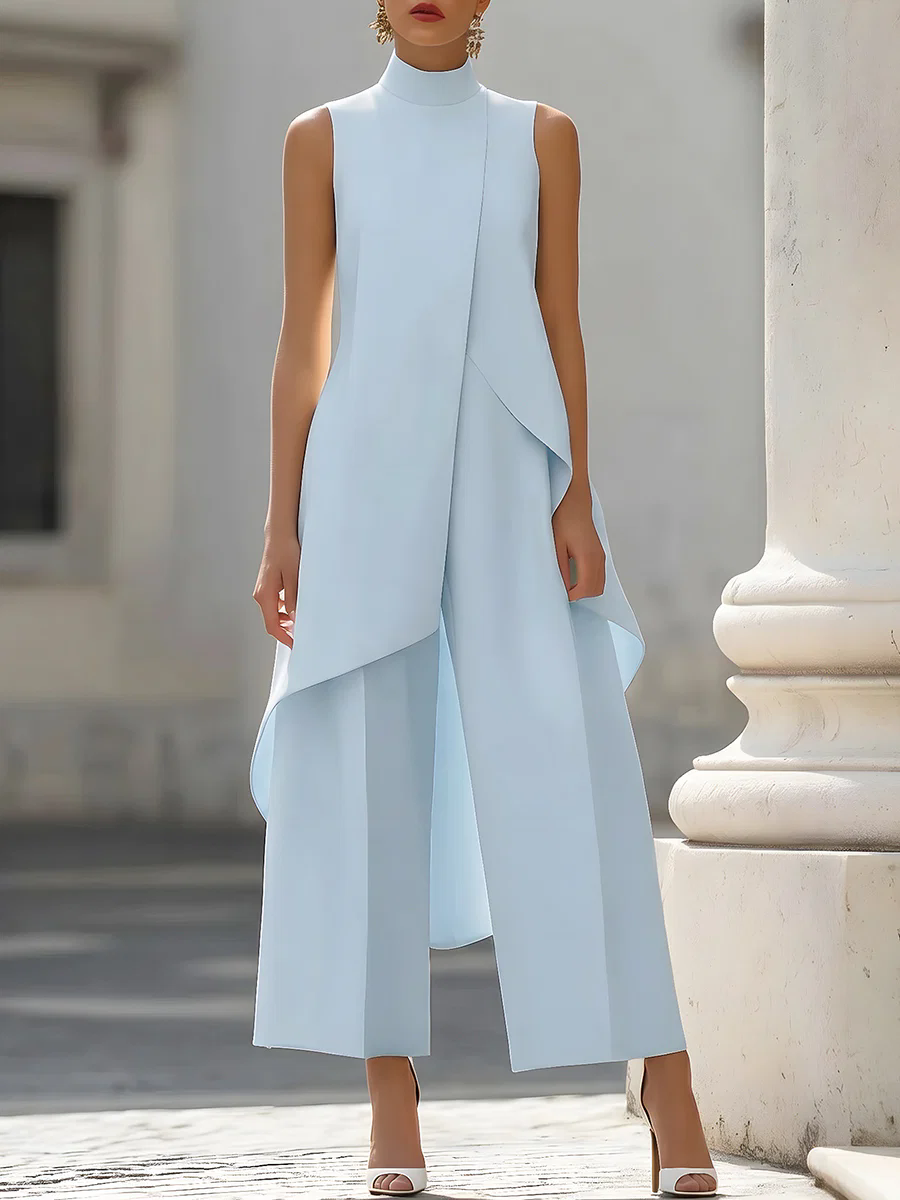 Sleeveless High Neck Asymmetri - Women'S Office Formal Wear For Ladies のレビューと価格