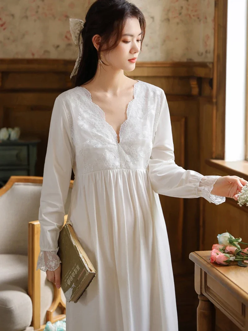 Women Cotton Ruffles Lace V-Ne - Victorian Women'S Formal Wear のレビューと価格