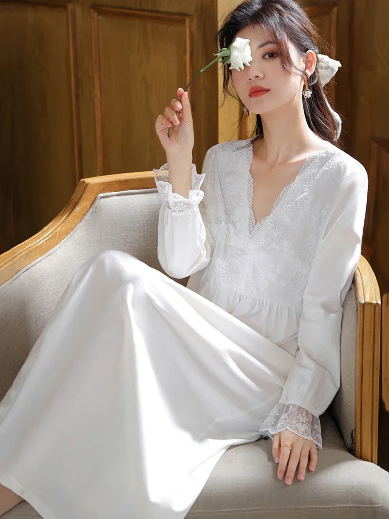 Women Cotton Ruffles Lace V-Ne - Victorian Women'S Formal Wear のレビューと価格