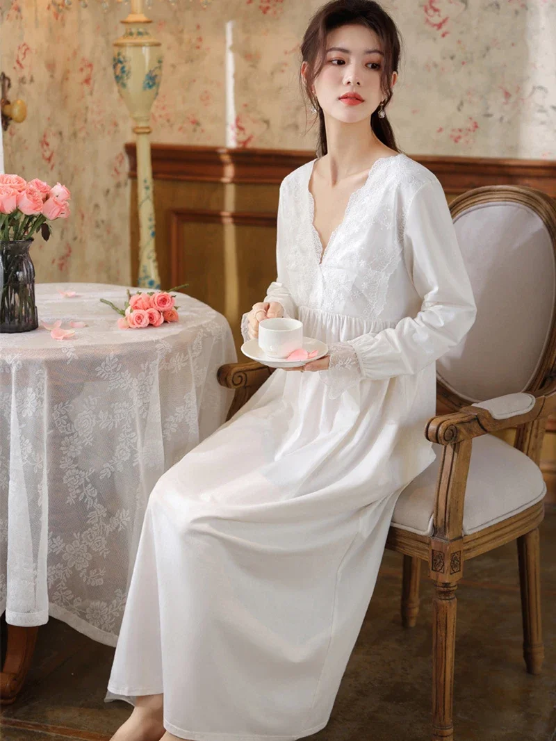 Women Cotton Ruffles Lace V-Ne - Victorian Women'S Formal Wear のレビューと価格