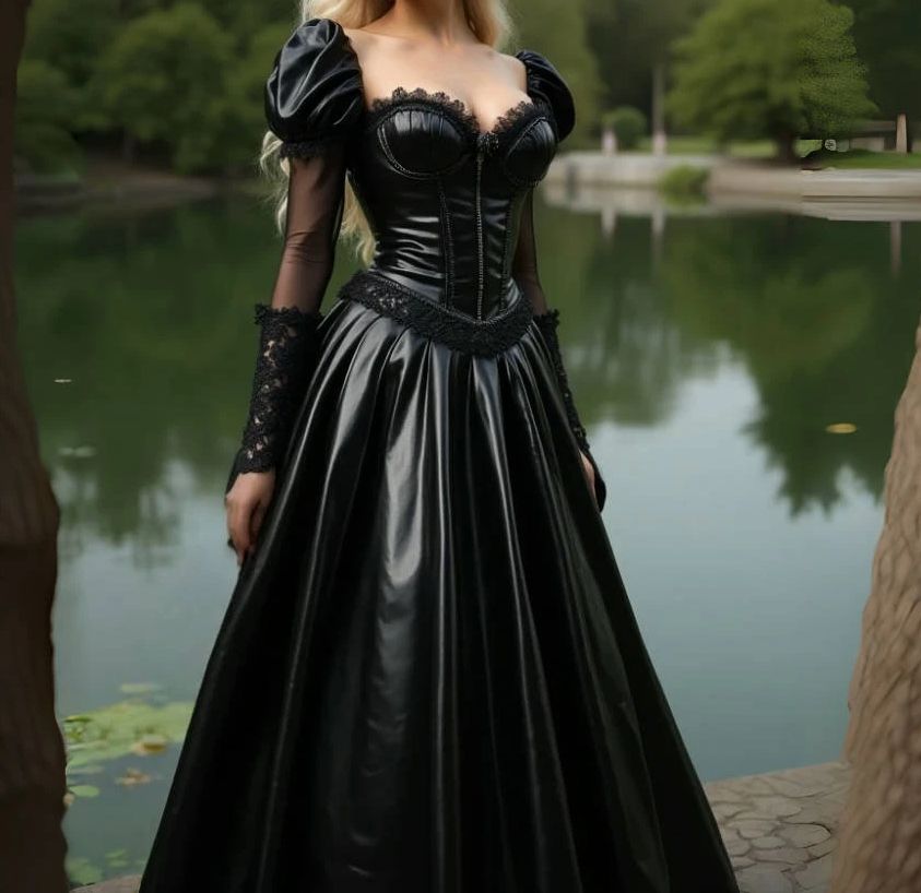 Shiny PU Leather Evening Dress - Victorian Women'S Formal Wear のレビューと価格