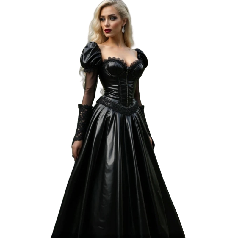 Shiny PU Leather Evening Dress - Victorian Women'S Formal Wear のレビューと価格