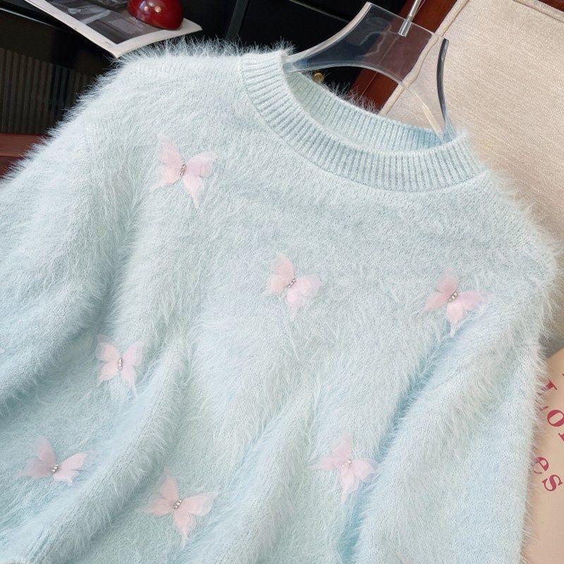 Korean Fashion Light Blue Knit - Cashmere Sweater Formal のレビューと価格