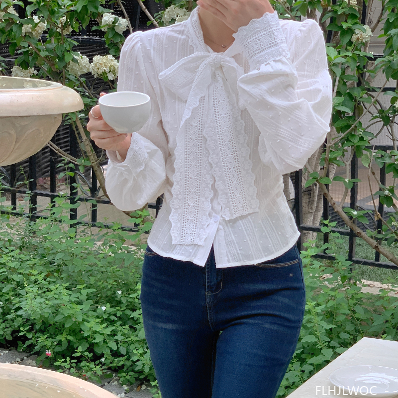 Retro Vintage Lace Bow Tie Top - Formal Wear Japan Women のレビューと価格