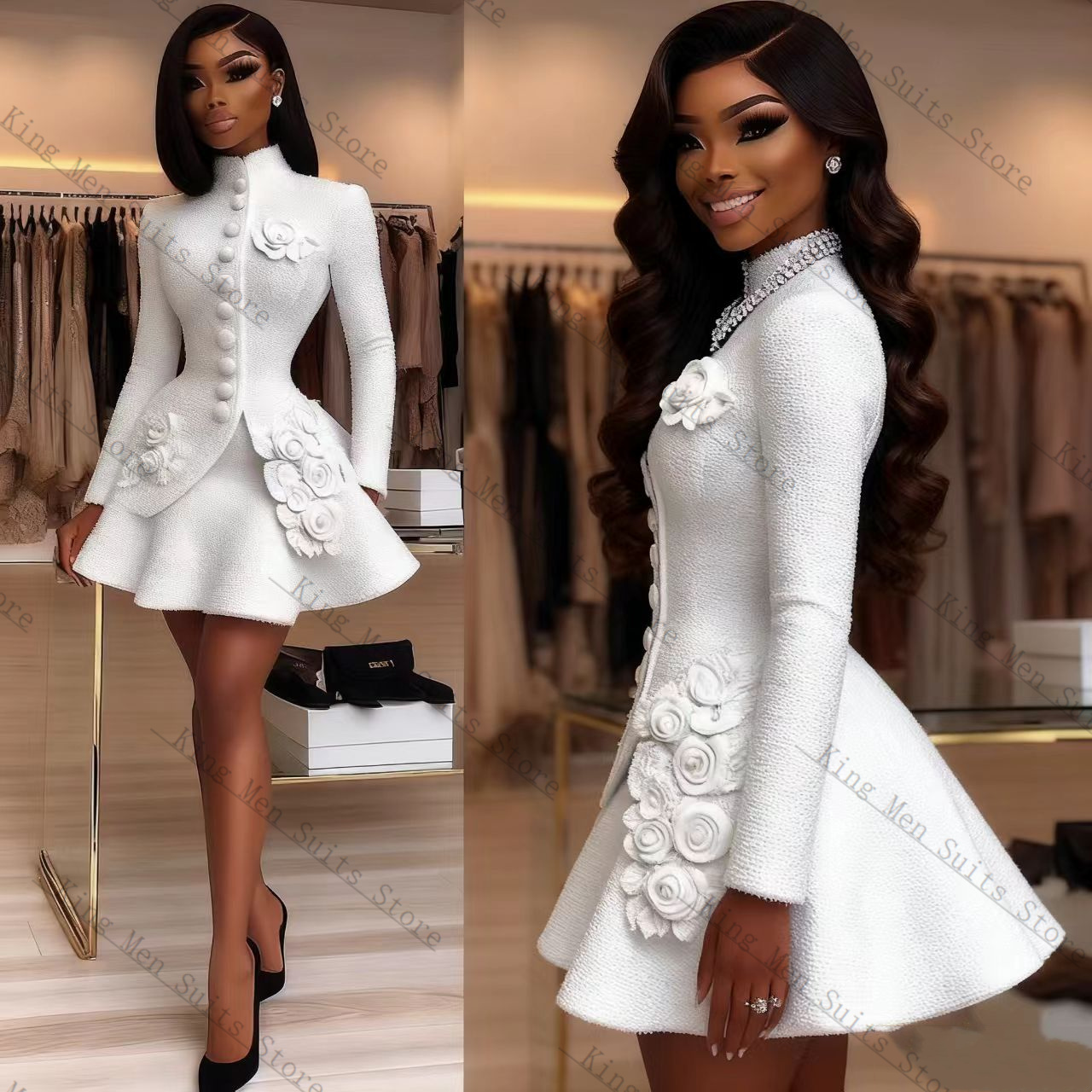 Luxury White Women Suit Set 2  - Women'S Formal Wear Wedding Guest のレビューと価格