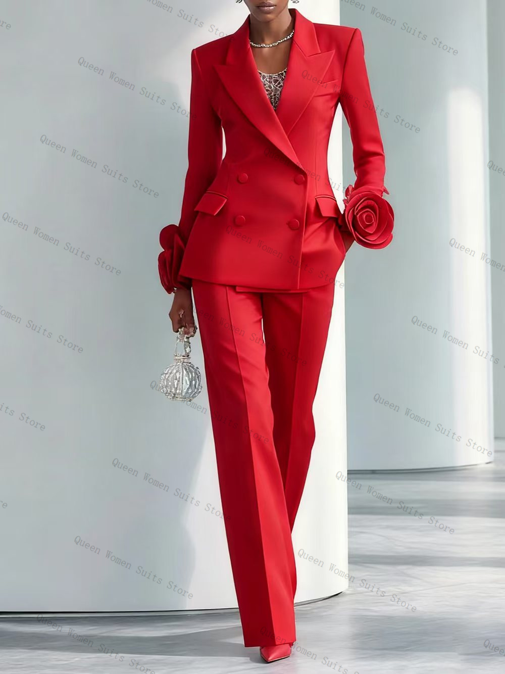 Luxury Red Women Suit Set 2 Pc - Women'S Formal Wear Wedding Guest のレビューと価格