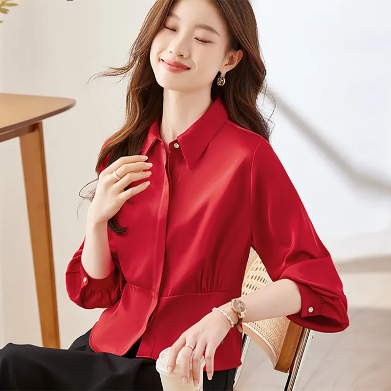 Long Sleeve Shirts Womens Cott - Women Formal Blouses For Evening Wear のレビューと価格