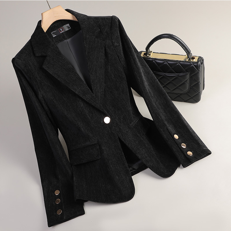 Yellow Gold Velvet Blazer Wome - Women'S Office Formal Wear For Ladies のレビューと価格