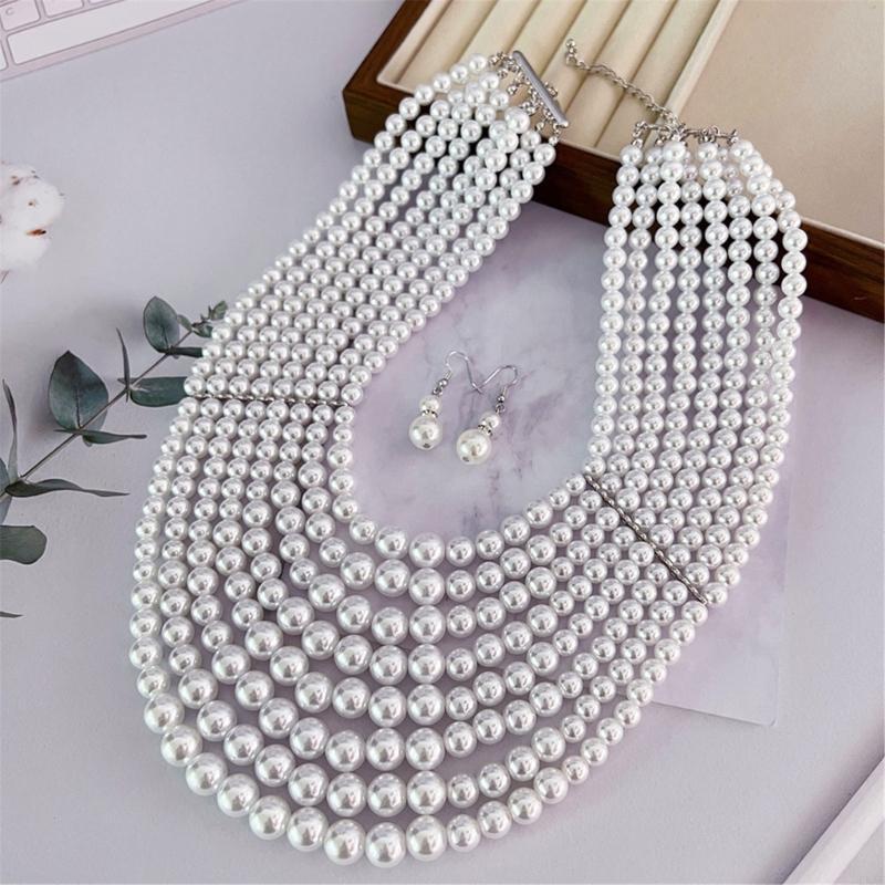  Elegant Layering Faux Pearls  - Formal Wear Jewelry For Women のレビューと価格