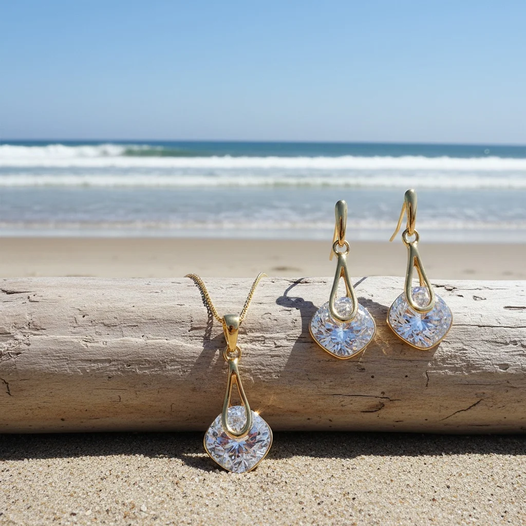 2 Pcs Gold Cushion Cut Crystal - Formal Wear Jewelry For Women のレビューと価格