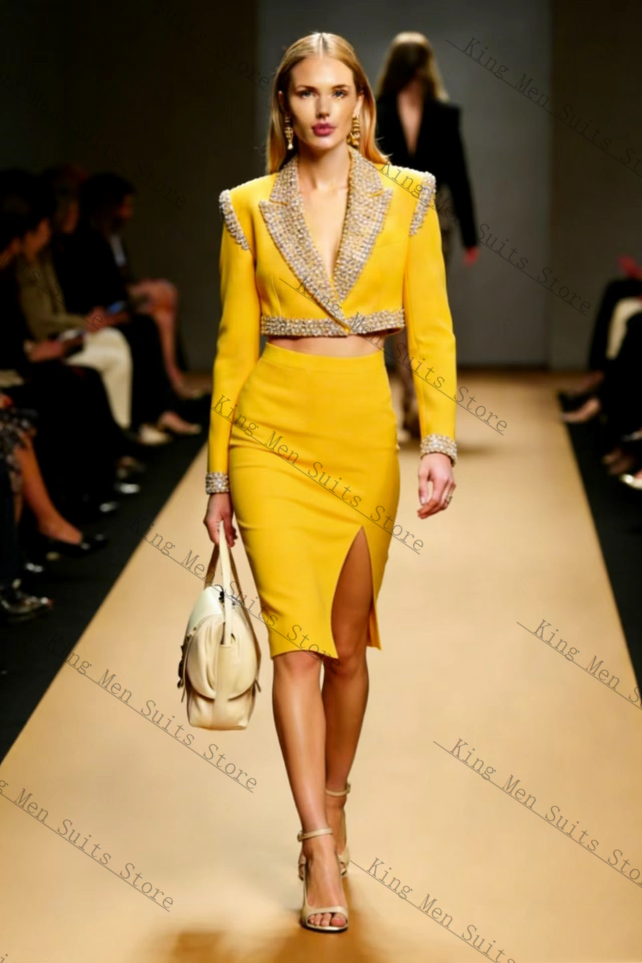 Yellow Crystals Women Suit Ski - Women'S Formal Wear Wedding Guest のレビューと価格