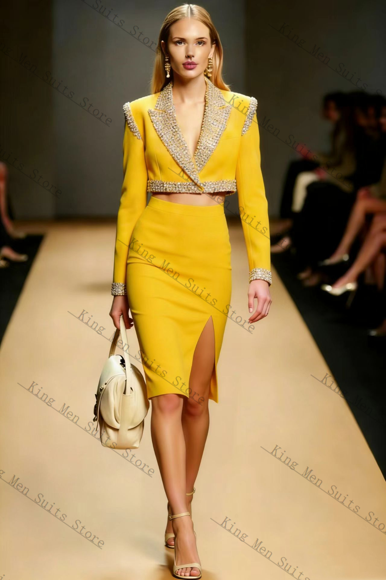 Yellow Crystals Women Suit Ski - Women'S Formal Wear Wedding Guest のレビューと価格