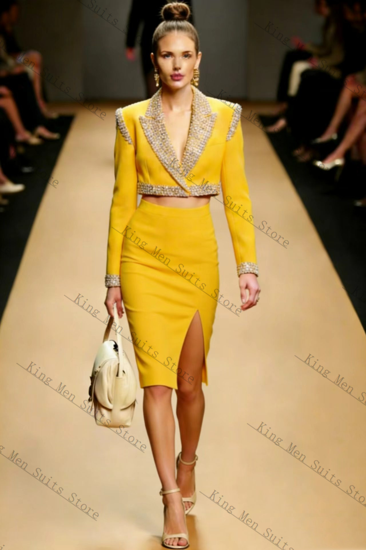 Yellow Crystals Women Suit Ski - Women'S Formal Wear Wedding Guest のレビューと価格