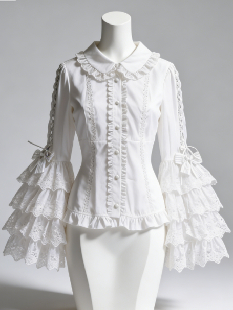 Sweet Lolita Blouse Lace Trim  - Women Formal Blouses For Evening Wear のレビューと価格