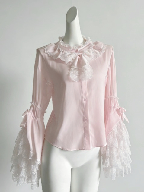 Kawaii Lolita Blouse Pearl But - Women Formal Blouses For Evening Wear のレビューと価格