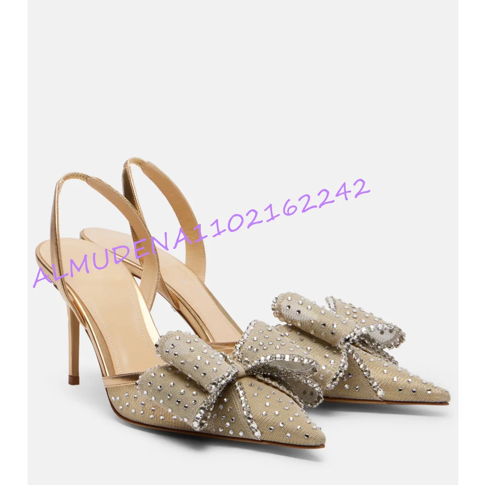 Women Champagne Mesh Rhineston - Slingback Heel Formal のレビューと価格