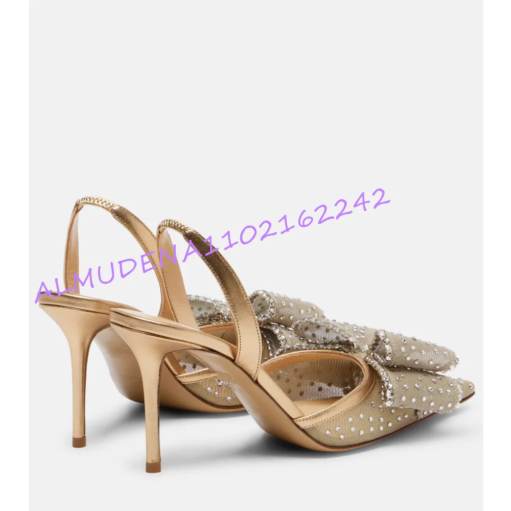 Women Champagne Mesh Rhineston - Slingback Heel Formal のレビューと価格