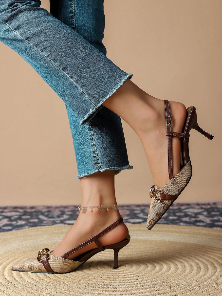 Women's Vintage Floral Embroid - Slingback Heel Formal のレビューと価格