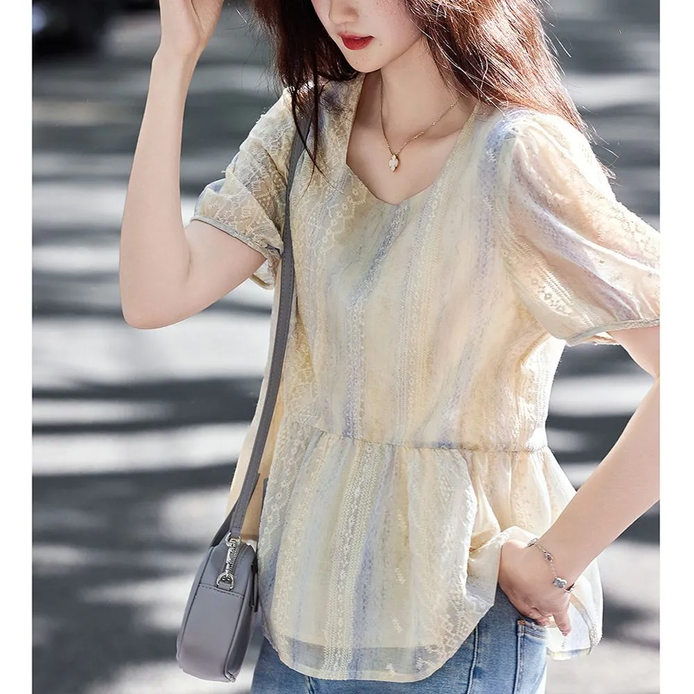 Women Korean Style Loose Puff  - Women Formal Blouses For Evening Wear のレビューと価格