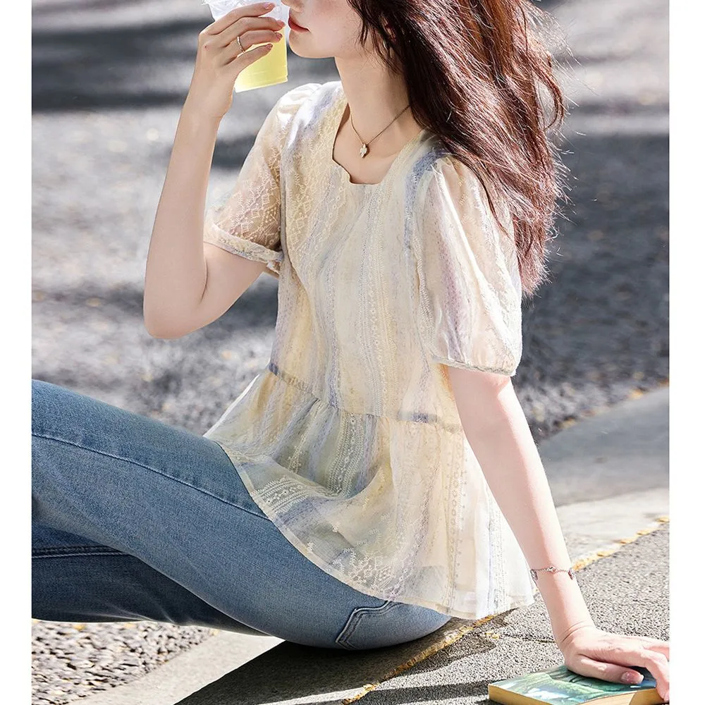 Women Korean Style Loose Puff  - Women Formal Blouses For Evening Wear のレビューと価格
