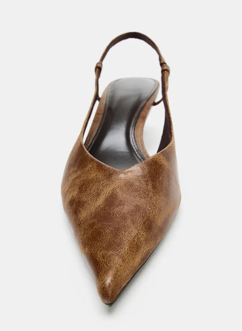 Retro Brown Kitten Heel Design - Slingback Heel Formal のレビューと価格